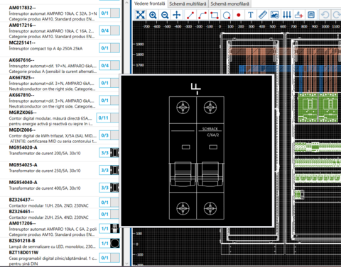 Proiectarea vederii frontale a tabloului in Schrack Design