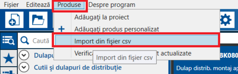 Pot importa o listă de produse in Schrack Design?