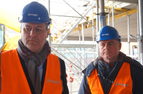 echipa Schrack Technik pe santier constructie centru logistic si sediu de birouri